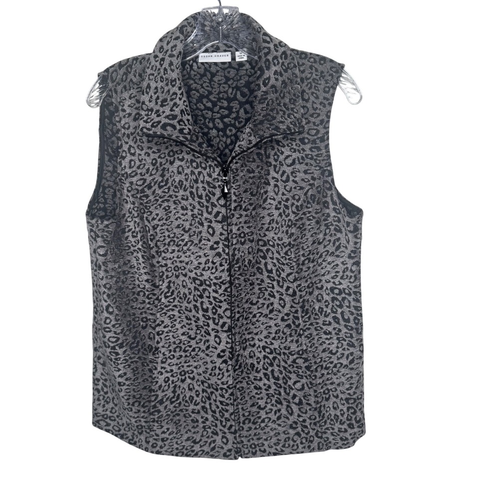 Susan Graver Womens‎ Leopard Print Zip Front Vest Size 12